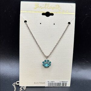 Brillante USA Austrian Crystal necklace on silver tone chain. New, still on card